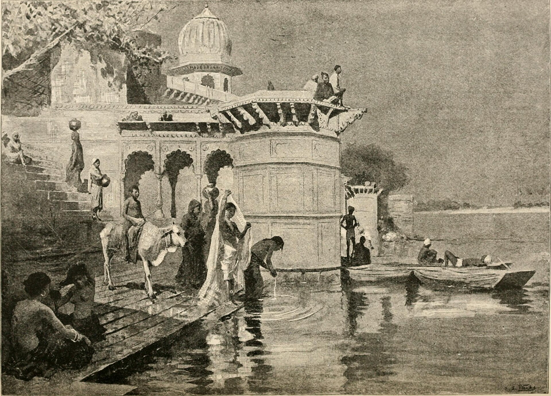 The ghats of Varanasi along the Ganga