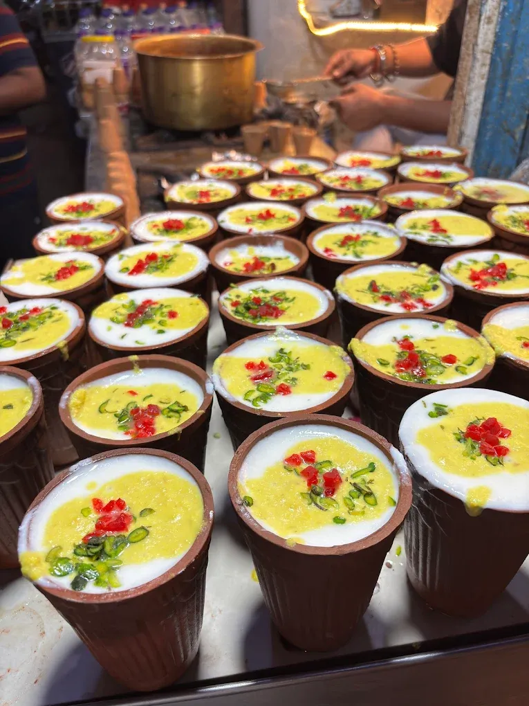 Banarasi lassi and rabri served in clay cups